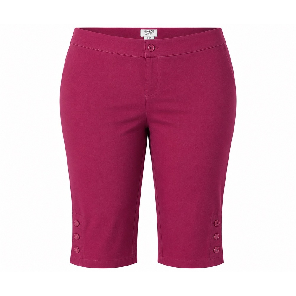 NWOT Monroe & Main Raspberry Stretch 3 Button Leg Capri Plus 24W Pants